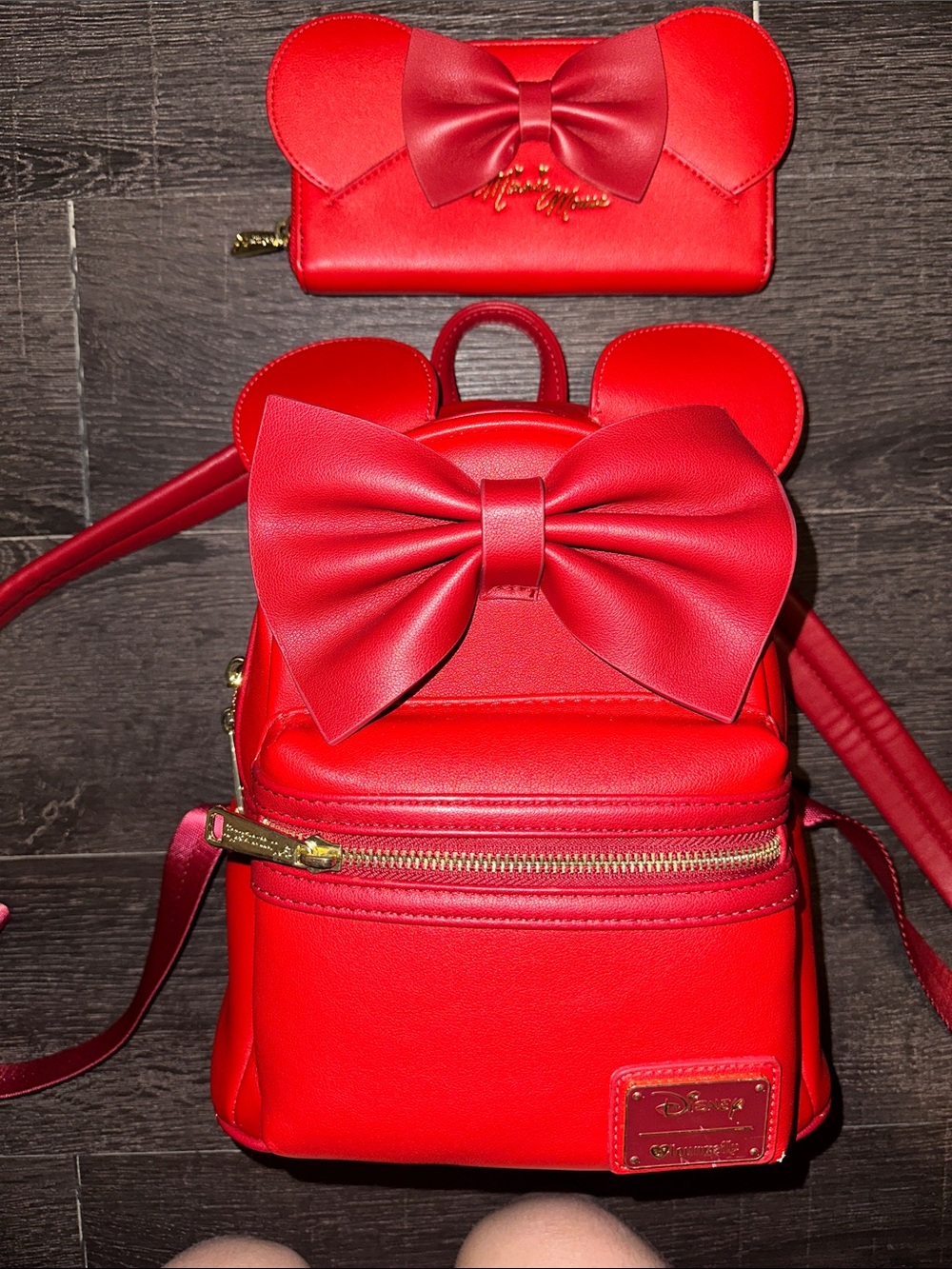 Disney Red Minnie Bow Mini Backpack & Wallet Set
